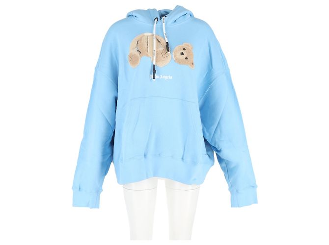 Sudadera con capucha Palm Angels Bear en algodón azul claro - vista 4