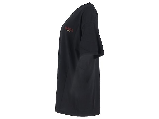 Camiseta con logo impreso Sinners Balenciaga en algodón negro - vista 2