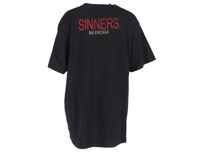 Camiseta con logo impreso Sinners Balenciaga en algodón negro - vista 3