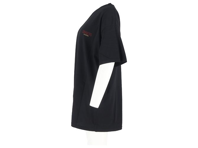 Camiseta con logo impreso Sinners Balenciaga en algodón negro - vista 7