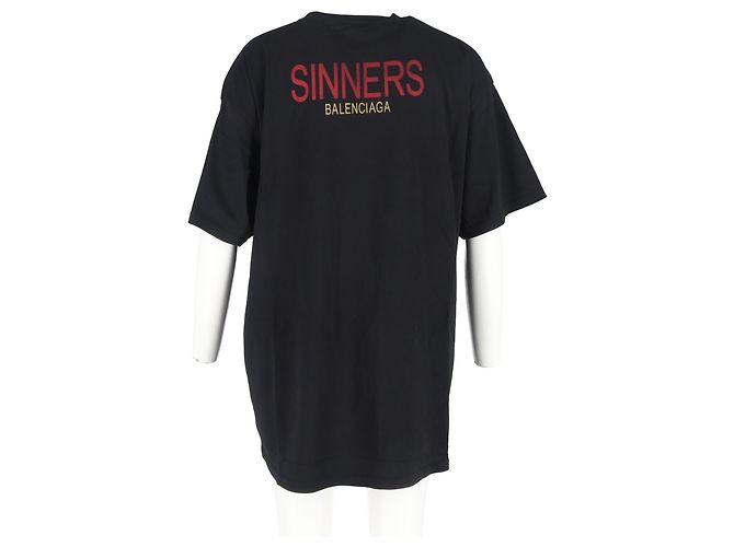 Camiseta con logo impreso Sinners Balenciaga en algodón negro - vista 8