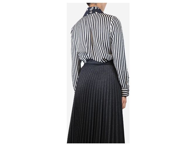 Dice Kayek Camicia in seta stampata blu navy e bianca - taglia UK 8 - vista 2