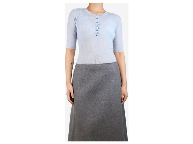 Gabriela Hearst Hellblaues geripptes Strickoberteil - Größe S - Ansicht 3