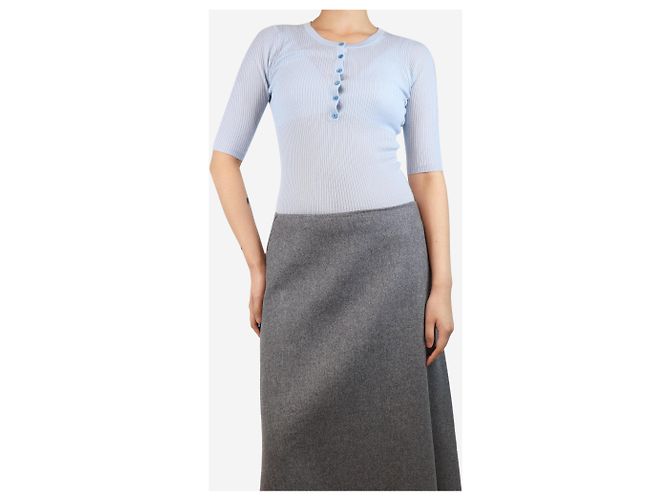 Gabriela Hearst Hellblaues geripptes Strickoberteil - Größe S - Ansicht 4