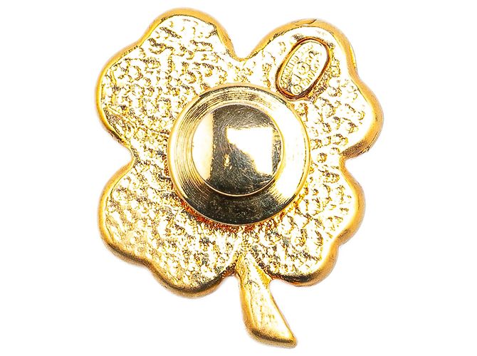 Chanel Gold Gold Plated Resin Four Leaf Clover Brooch Golden - view 2