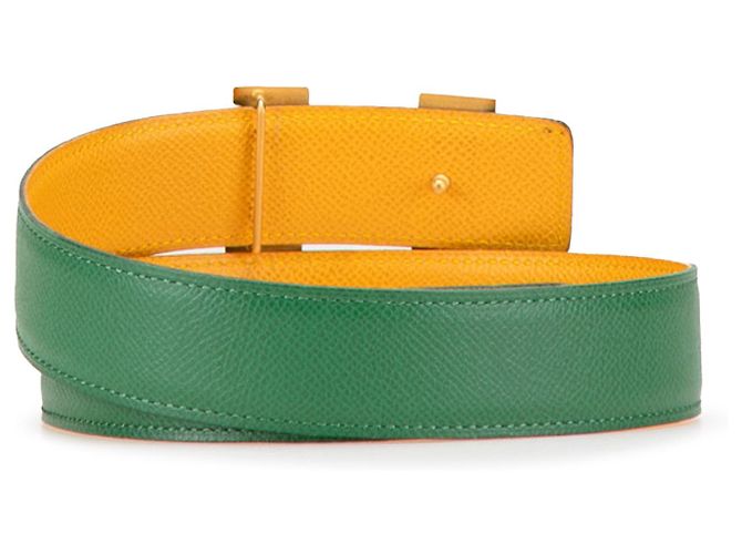 Cinturón reversible Constance H en Courchevel verde de Hermès - vista 3