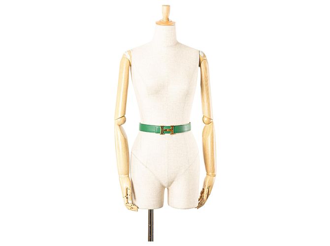 Cinturón reversible Constance H en Courchevel verde de Hermès - vista 7