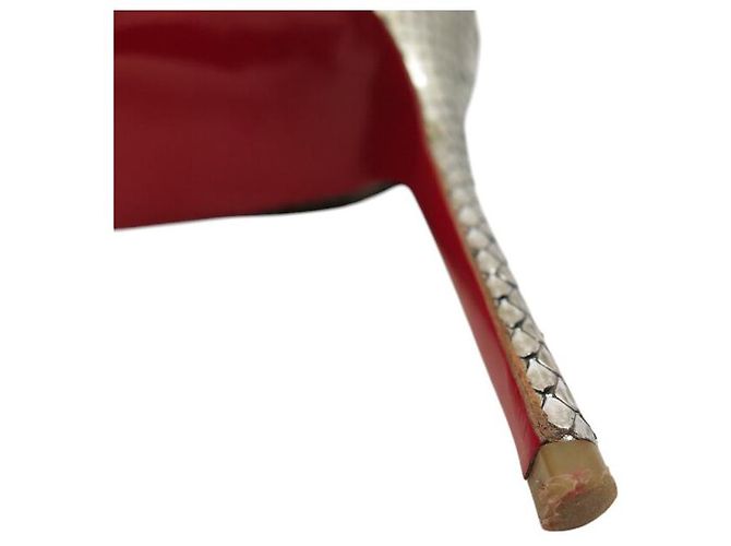 CHRISTIAN LOUBOUTIN SIMPLE PUMP 39.5 SILBER PYTHON BOX SCHUHE - Ansicht 10