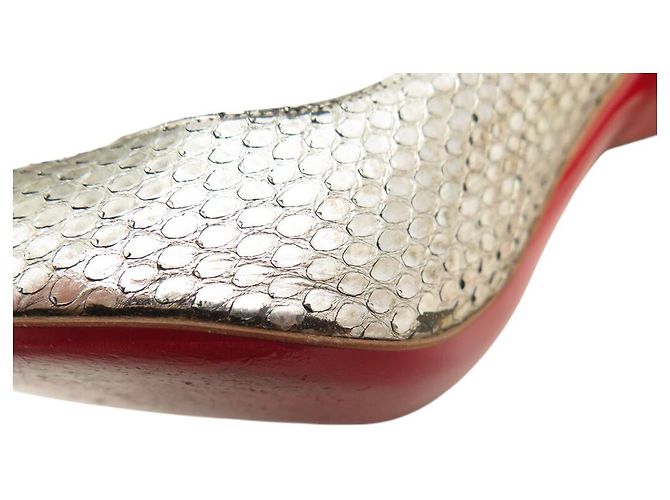 CHRISTIAN LOUBOUTIN SIMPLE PUMP 39.5 SILBER PYTHON BOX SCHUHE - Ansicht 11