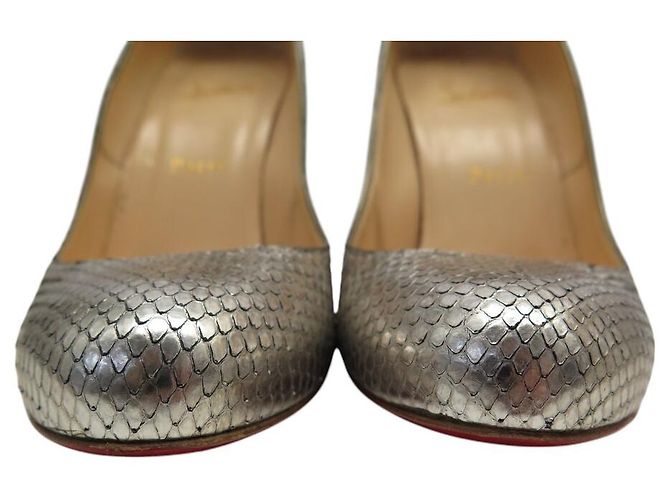 CHRISTIAN LOUBOUTIN SIMPLE PUMP 39.5 SILBER PYTHON BOX SCHUHE - Ansicht 4