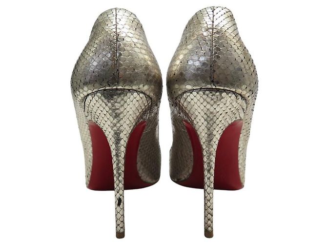CHRISTIAN LOUBOUTIN SIMPLE PUMP 39.5 SILBER PYTHON BOX SCHUHE - Ansicht 5