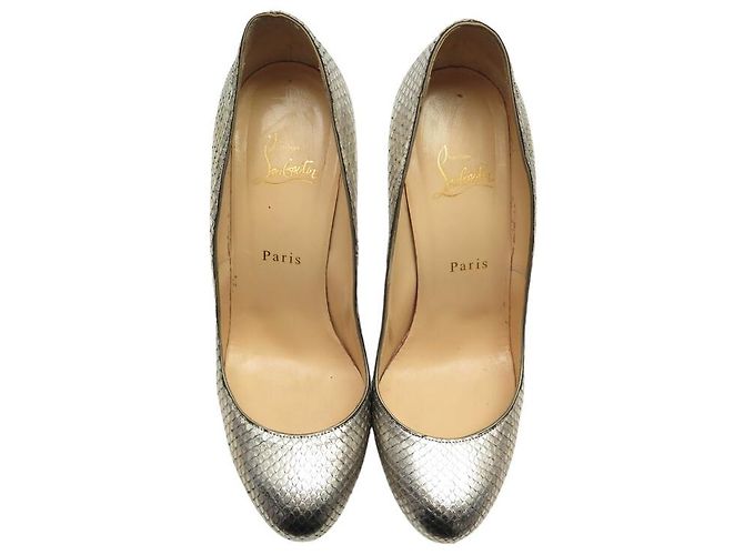 CHRISTIAN LOUBOUTIN SIMPLE PUMP 39.5 SILBER PYTHON BOX SCHUHE - Ansicht 8