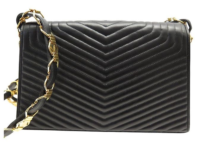 NEU VINTAGE REVILLON HANDTASCHE RABAT LEDER CHEVRON SCHULTERTASCHE - Ansicht 2