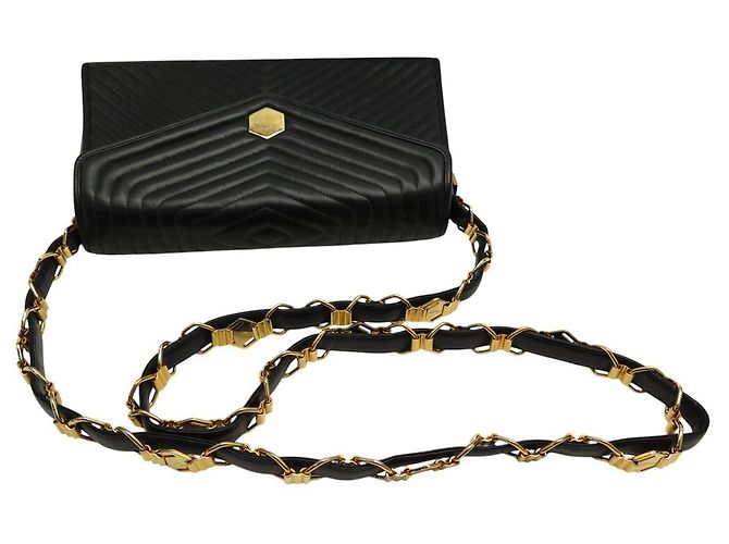 NEU VINTAGE REVILLON HANDTASCHE RABAT LEDER CHEVRON SCHULTERTASCHE - Ansicht 6
