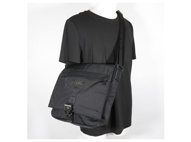 Borsa a spalla in nylon nero Gucci - vista 11