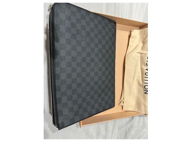 Pochette Porta Documenti Louis Vuitton Pelle Nera Nero - vista 2