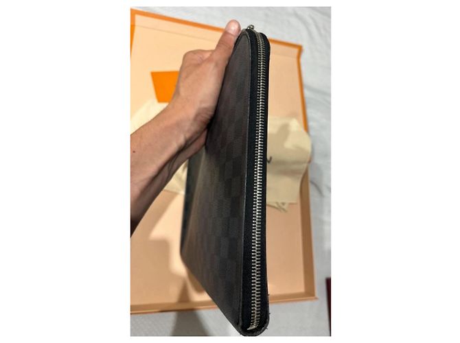 Pochette Porta Documenti Louis Vuitton Pelle Nera Nero - vista 5