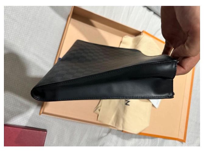 Pochette Porta Documenti Louis Vuitton Pelle Nera Nero - vista 6