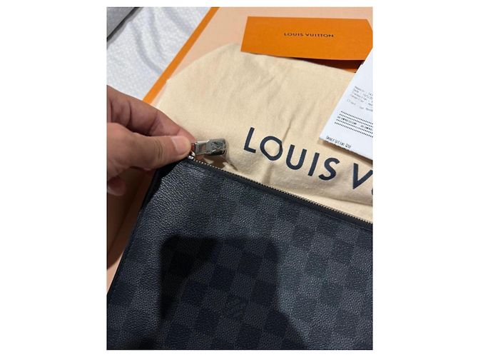Pochette Porta Documenti Louis Vuitton Pelle Nera Nero - vista 7