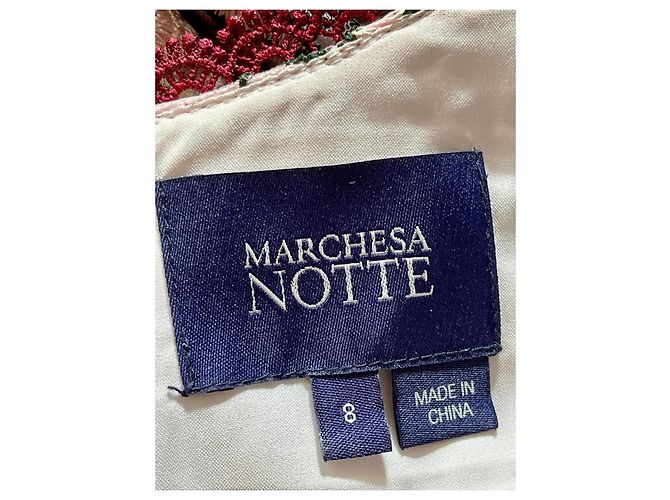 Vestido Marchesa Notte de encaje floral rosa burdeos negro Multicolor - vista 3