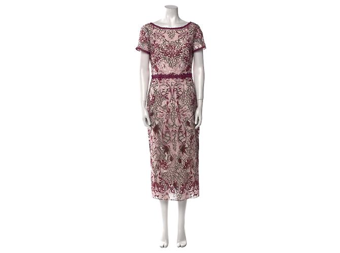 Vestido Marchesa Notte de encaje floral rosa burdeos negro Multicolor - vista 6
