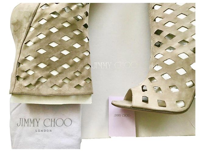 Botas de tobillo Jimmy Choo Reese Cutout Peep Toe ante gris - vista 12