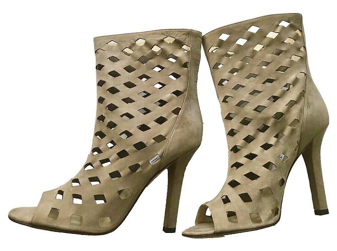 Jimmy Choo Reese Cutout Peeptoe Stiefeletten Grau Wildleder - Ansicht 2