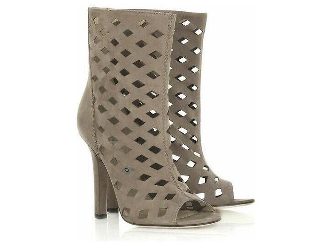 Jimmy Choo Reese Cutout Peeptoe Stiefeletten Grau Wildleder - Ansicht 3