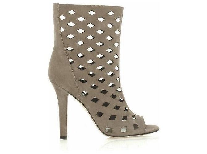 Jimmy Choo Reese Cutout Peeptoe Stiefeletten Grau Wildleder - Ansicht 4
