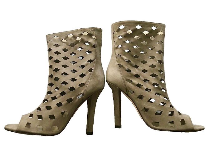 Jimmy Choo Reese Cutout Peeptoe Stiefeletten Grau Wildleder - Ansicht 5