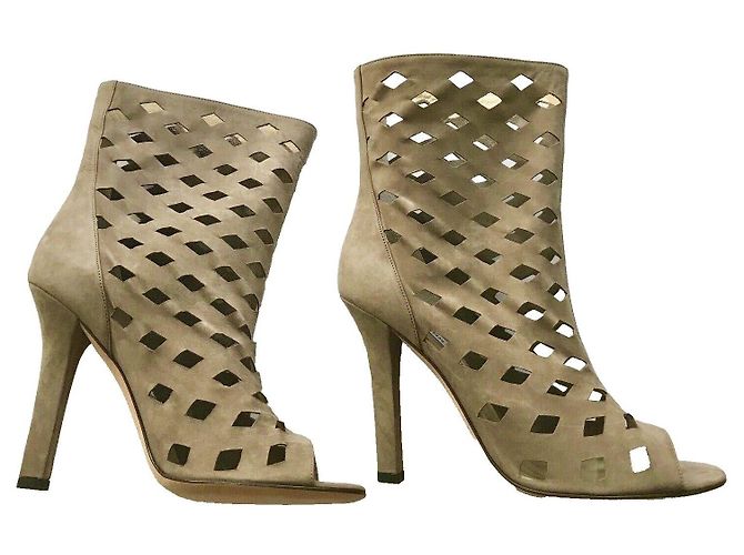 Jimmy Choo Reese Cutout Peeptoe Stiefeletten Grau Wildleder - Ansicht 6