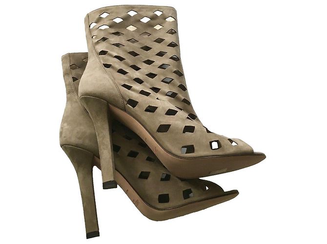 Jimmy Choo Reese Cutout Peeptoe Stiefeletten Grau Wildleder - Ansicht 7