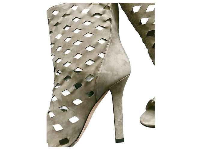 Jimmy Choo Reese Cutout Peeptoe Stiefeletten Grau Wildleder - Ansicht 9