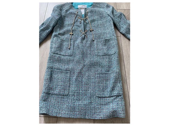 Vestido Chanel de tweed azul - vista 3