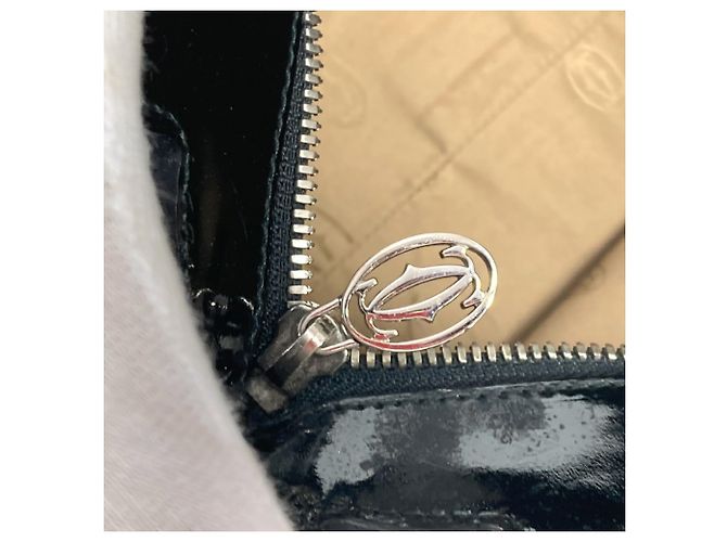 Cartier Marcello Emaille Leder Tote-Handtasche Schwarz - Ansicht 12