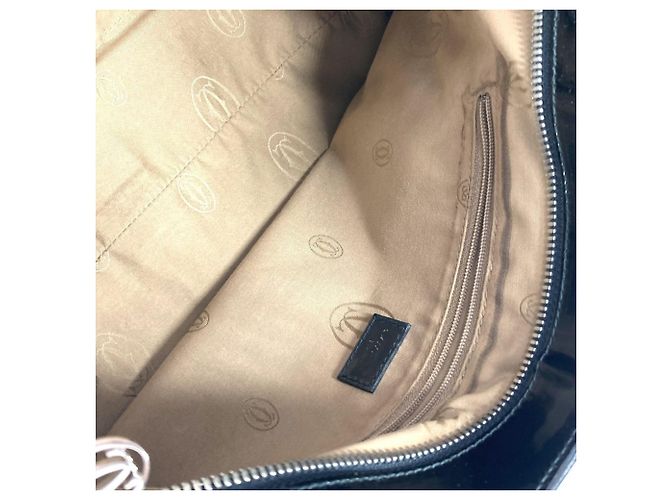 Cartier Marcello Emaille Leder Tote-Handtasche Schwarz - Ansicht 13