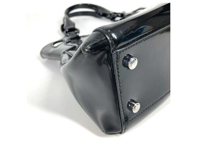 Cartier Marcello Emaille Leder Tote-Handtasche Schwarz - Ansicht 7