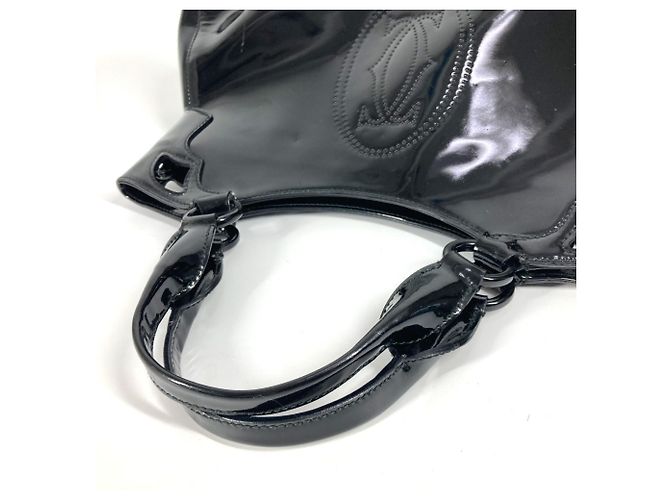 Cartier Marcello Emaille Leder Tote-Handtasche Schwarz - Ansicht 8