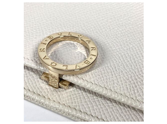 Bulgari Billetera de cuero Bvlgari de doble pliegue Blanco - vista 7