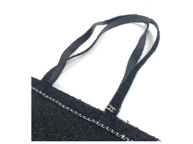 Chanel schwarze Tweed-Tote - Ansicht 5