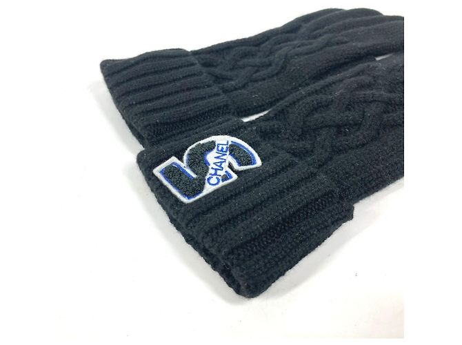 Luvas curtas de cashmere Chanel No5 Preto Azul - vista 3