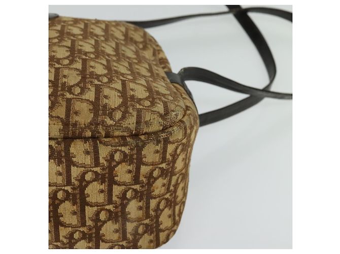 Borsa a spalla in tela Trotter Christian Dior marrone Auth JB006 - vista 12