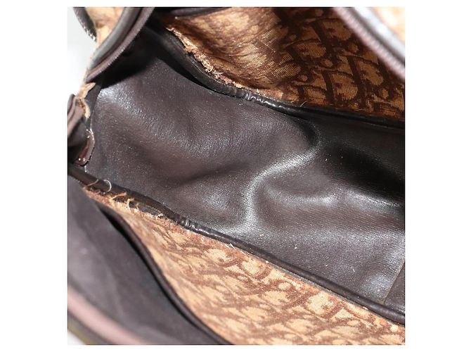 Borsa a spalla in tela Trotter Christian Dior marrone Auth JB006 - vista 18