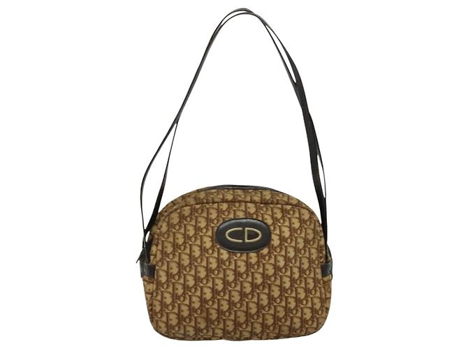 Borsa a spalla in tela Trotter Christian Dior marrone Auth JB006 - vista 2