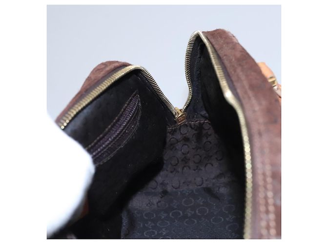 Céline Bolsa de mão em lona Macadam Celine C marrom dourado Auth mr1094 - vista 18
