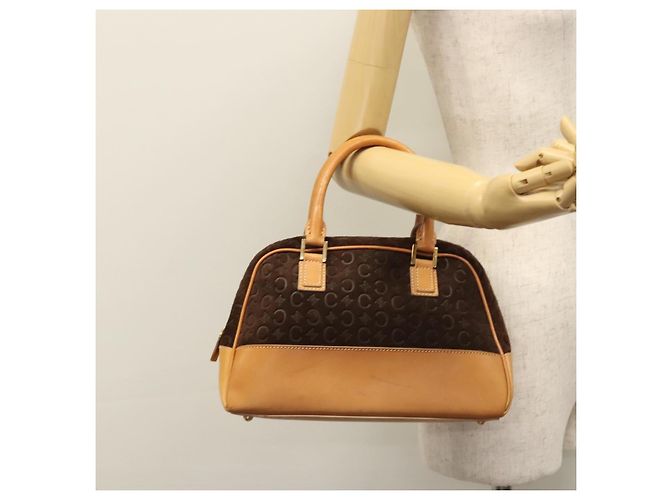 Céline Bolsa de mão em lona Macadam Celine C marrom dourado Auth mr1094 - vista 22