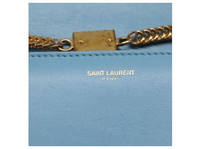 Saint Laurent Ketten-Schultertasche aus Leder in Blau und Gold Auth hk2168 Golden - Ansicht 14