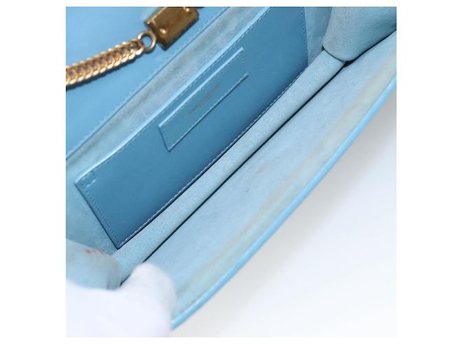 Saint Laurent Ketten-Schultertasche aus Leder in Blau und Gold Auth hk2168 Golden - Ansicht 16