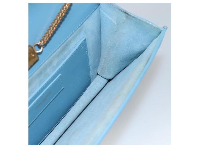 Saint Laurent Ketten-Schultertasche aus Leder in Blau und Gold Auth hk2168 Golden - Ansicht 17