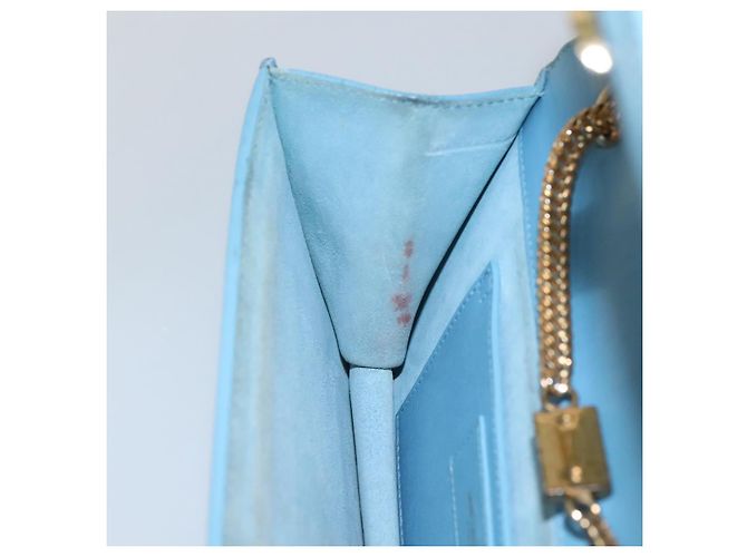 Saint Laurent Ketten-Schultertasche aus Leder in Blau und Gold Auth hk2168 Golden - Ansicht 18